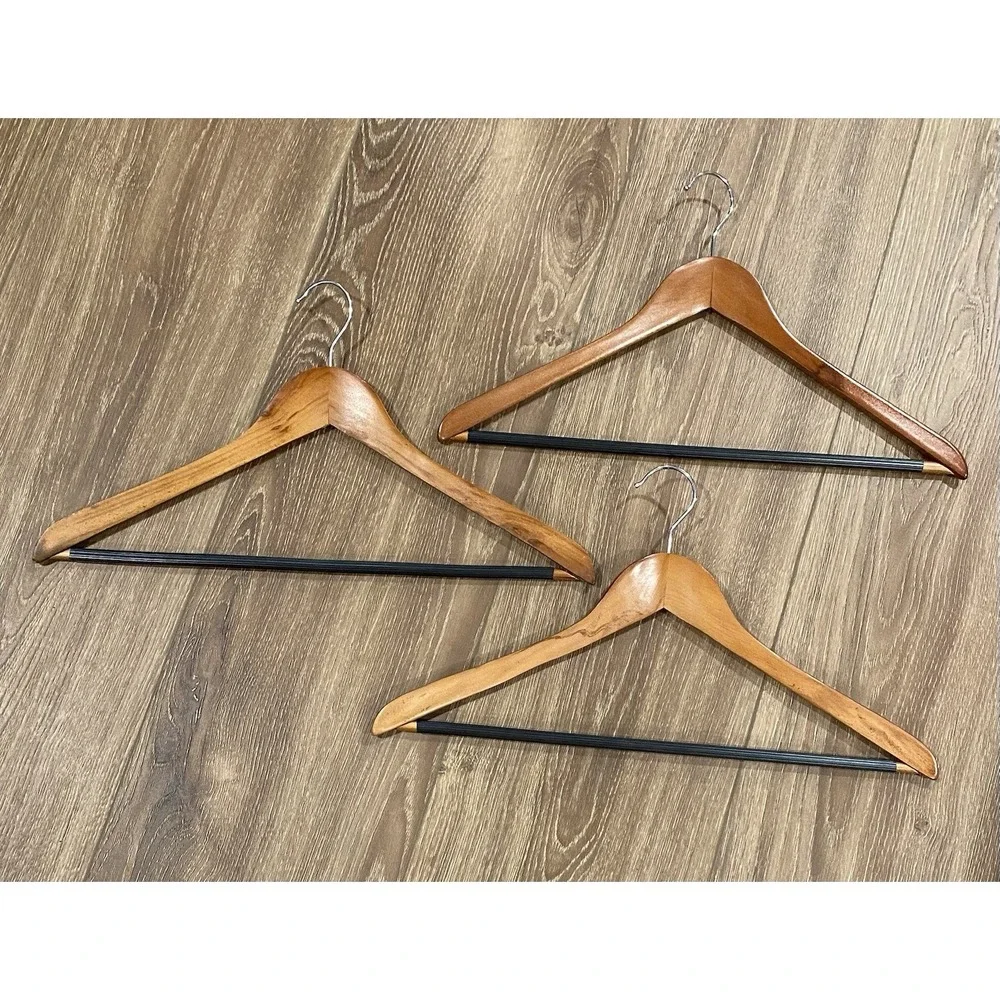 Vintage Lot 8 Wooden Suit Coat Hangers 6 Have Pants Bar Dowel